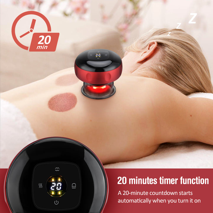 Premium Electric Cupping Therapy Set – Rechargeable Gua Sha Massager, 12-Level Vacuum Suction, Fat Burning & Slimming, Red 