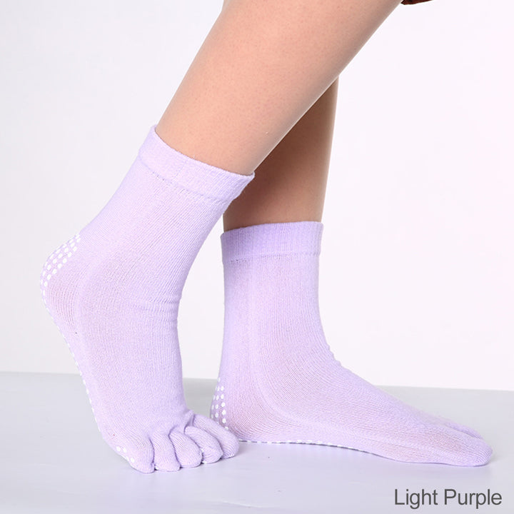 Premium Non-Slip Five-Toe Yoga Socks for Women – Colorful, Breathable, Cotton Dance & Sports Socks with Anti-Slip Grip