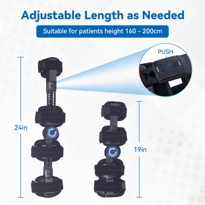 Premium Hinged ROM Knee Brace | Adjustable Post-Op Immobilizer for ACL, MCL, PCL Injury Support | Tool-Free Length Adjustment