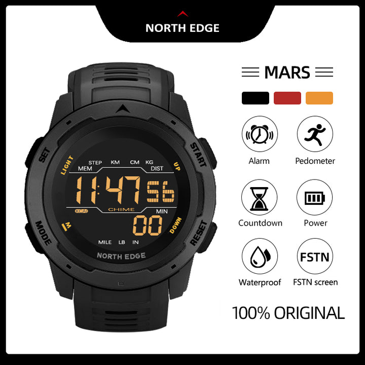 Premium Waterproof Sports Watch for Men and Women – 50M Waterproof, Dual Time, Pedometer, Stopwatch, Alarm, Countdown, 