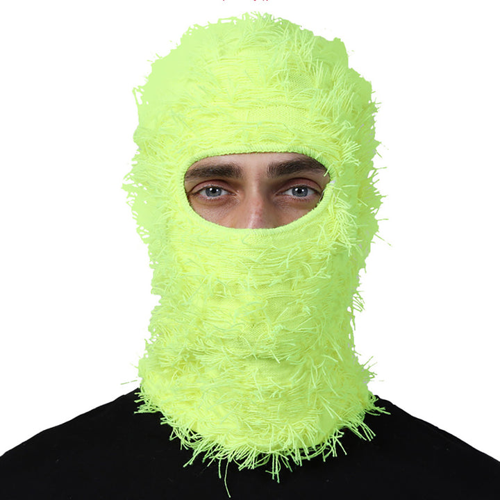 Premium Hip Hop Balaclava Beanie – Distressed Knit Ski Mask for Women, Camouflage Fuzzy Full Face Ski Hat, Outdoor Winter 