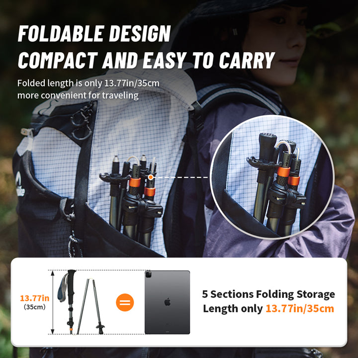 Premium Ultralight Folding Trekking Pole – Adjustable Telescopic Walking Stick, Aviation-Grade Aluminum Alloy, EVA Anti-Slip 