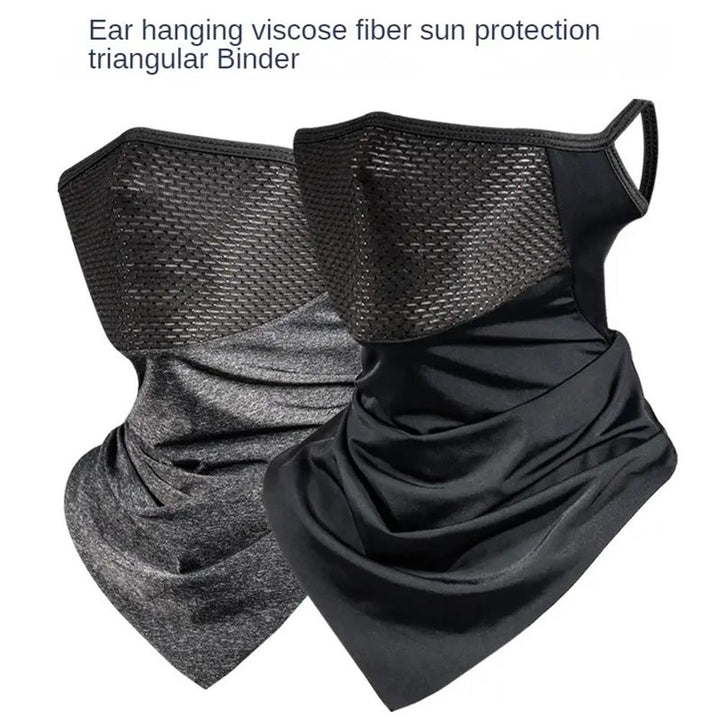Premium Breathable Ear Hanging Mask – Ice Silk Cycling Face Cover, Triangle Headscarf, Nylon Cool Material for Outdoor 