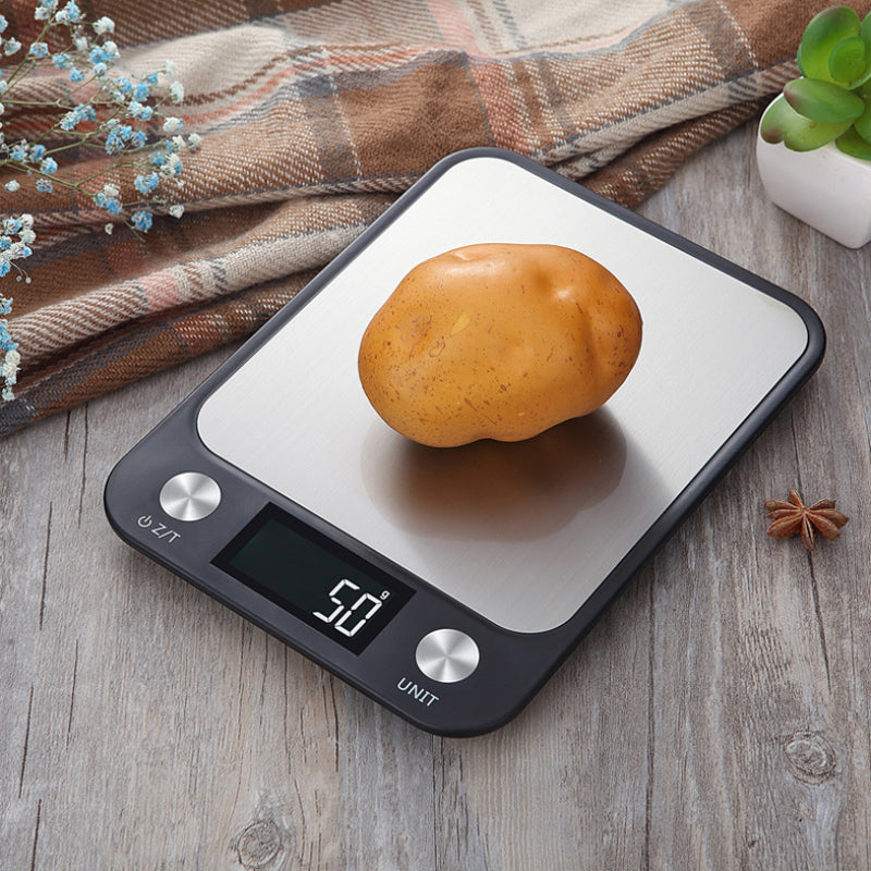Premium Kitchen Scale 15Kg/1g – Stainless Steel Digital Food and Coffee Weighing Scale, LED Display, Battery-Powered, Multi-