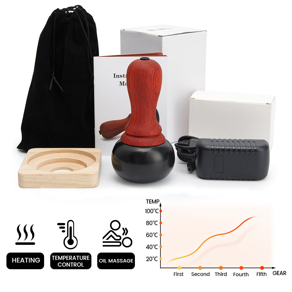 Premium Hot Stone Electric Gua Sha Massager for Skin Lift & Muscle Relaxation – Natural Bianstone, 5 Temperature Settings, 