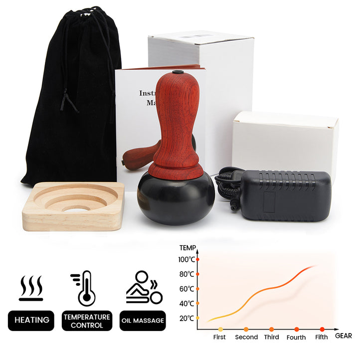 Premium Hot Stone Electric Gua Sha Massager for Skin Lift & Muscle Relaxation – Natural Bianstone, 5 Temperature Settings, 