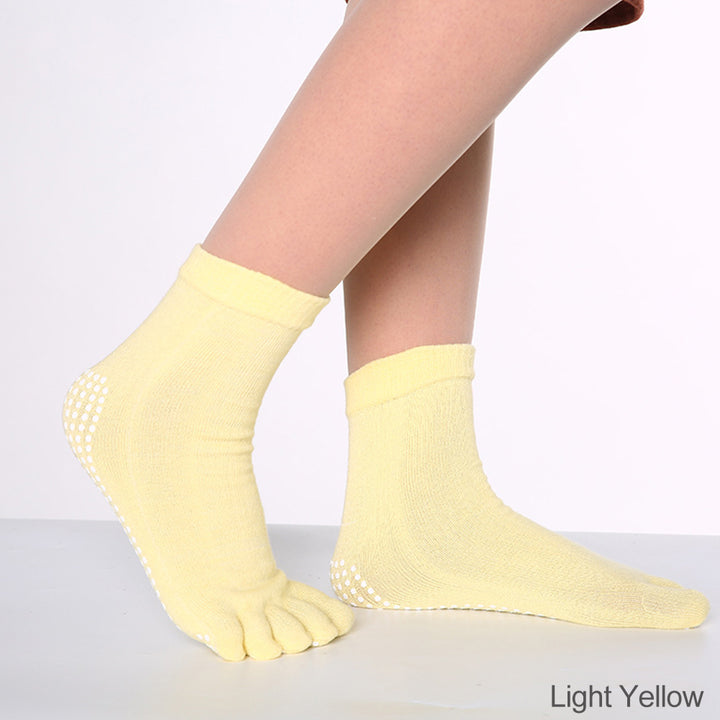 Premium Non-Slip Five-Toe Yoga Socks for Women – Colorful, Breathable, Cotton Dance & Sports Socks with Anti-Slip Grip