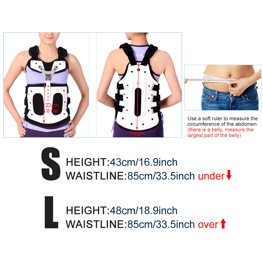 Premium TLSO Thoracic Full Back Brace for Kyphosis & Osteoporosis Relief, Adjustable Compression Support for Spinal Fractures