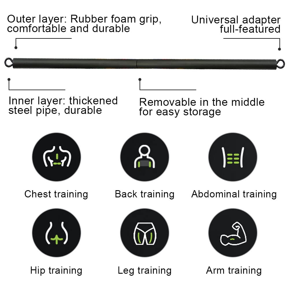 Premium Pilates-Stange – Tragbarer Widerstands-Yoga-Stick für ein Ganzkörper-Workout, rutschfestes Design, verstellbare Länge, bis zu 500 lbs Tragfähigkeit, leichtes und kompaktes Trainingsgerät für Zuhause und unterwegs
