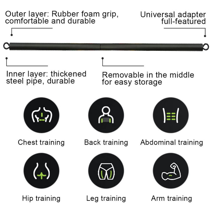 Premium Pilates-Stange – Tragbarer Widerstands-Yoga-Stick für ein Ganzkörper-Workout, rutschfestes Design, verstellbare Länge, bis zu 500 lbs Tragfähigkeit, leichtes und kompaktes Trainingsgerät für Zuhause und unterwegs