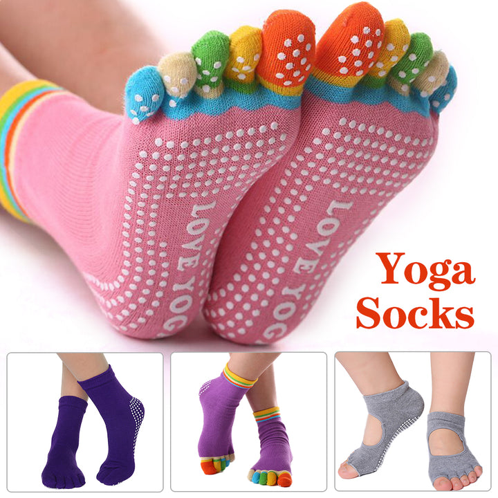 Premium Non-Slip Five-Toe Yoga Socks for Women – Colorful, Breathable, Cotton Dance & Sports Socks with Anti-Slip Grip