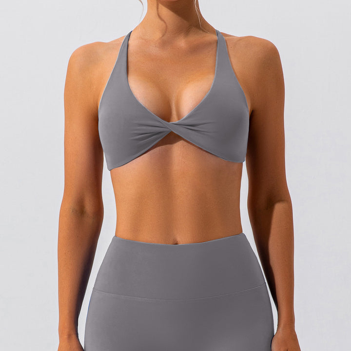 Premium High Support Sports Yoga Bra – Sexy Halter Straps, Push-Up Padded Bralette for Running, Gym & Fitness – Impact