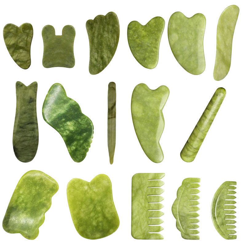 Premium Natural Jade Gua Sha Scraper Board for Face Massage, Acupoint Meridian Relaxation, Skin Lifting and Eye Care SPA Tool