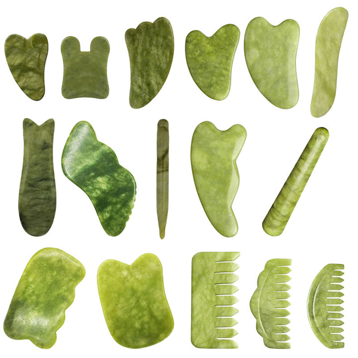 Premium Natural Jade Gua Sha Scraper Board for Face Massage, Acupoint Meridian Relaxation, Skin Lifting and Eye Care SPA Tool