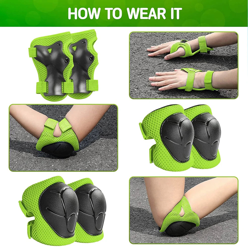 Premium Kids Knee Pads, Elbow Pads & Wrist Guards Safety Set for Ages 3-7, Adjustable Protective Gear for Boys & Girls,