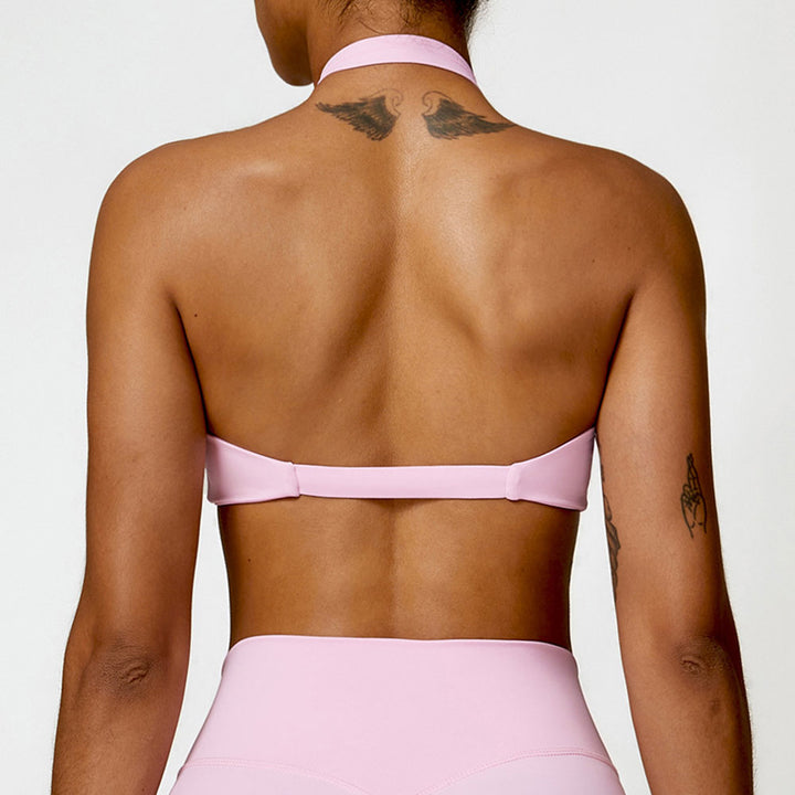 Premium High Support Sports Yoga Bra – Sexy Halter Straps, Push-Up Padded Bralette for Running, Gym & Fitness – Impact