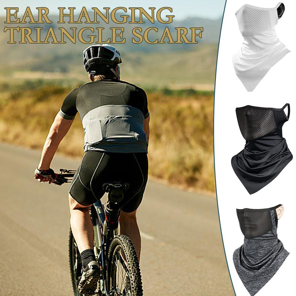 Premium Breathable Ear Hanging Mask – Ice Silk Cycling Face Cover, Triangle Headscarf, Nylon Cool Material for Outdoor 