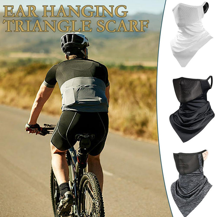 Premium Breathable Ear Hanging Mask – Ice Silk Cycling Face Cover, Triangle Headscarf, Nylon Cool Material for Outdoor 