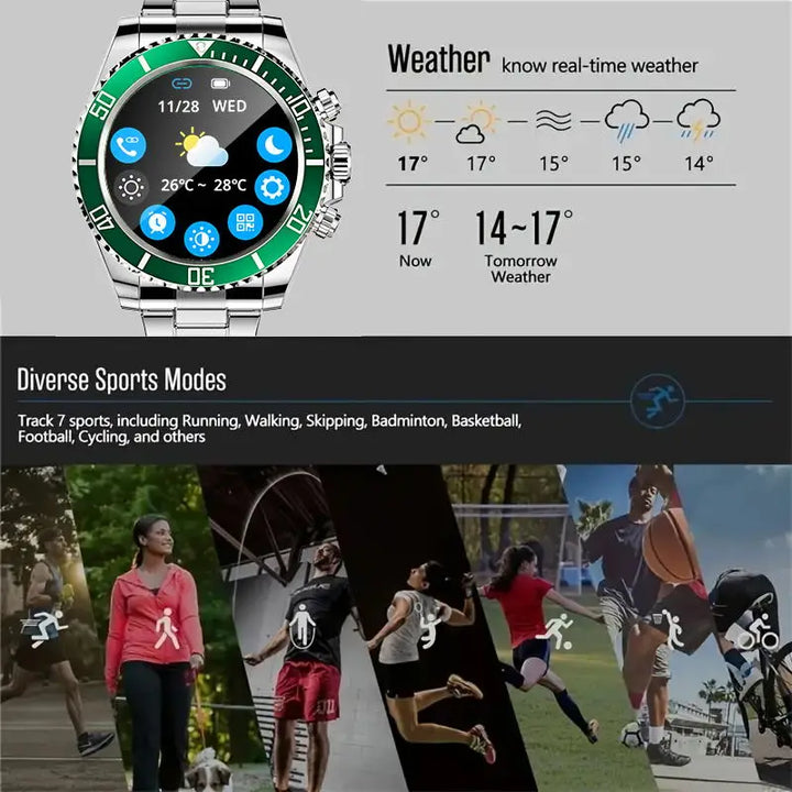 Premium Men's Sport Watch, Luxury Stainless Steel Analog Quartz, Fashionable Casual & Business Design, Large Dial, Calendar 