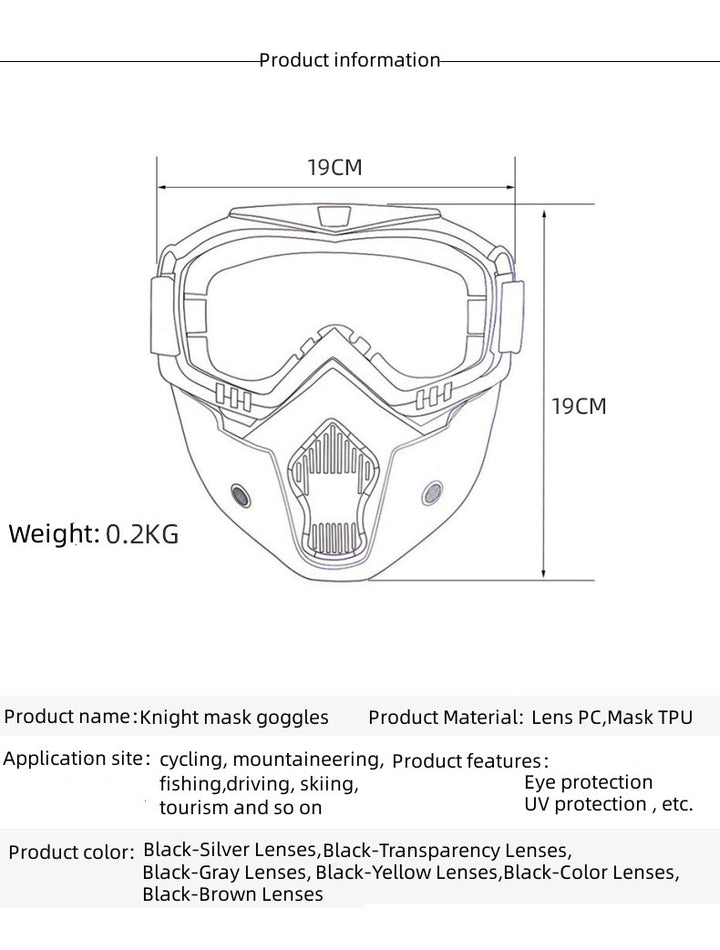 Premium Motorcycle Skull Mouth Mask with UV Protection – Tactical Off-Road Riding Goggles, Windproof, Dust-Proof, Anti-Glare 