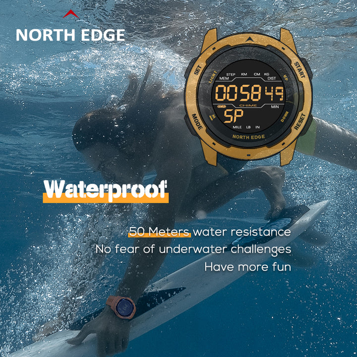 Premium Waterproof Sports Watch for Men and Women – 50M Waterproof, Dual Time, Pedometer, Stopwatch, Alarm, Countdown, 