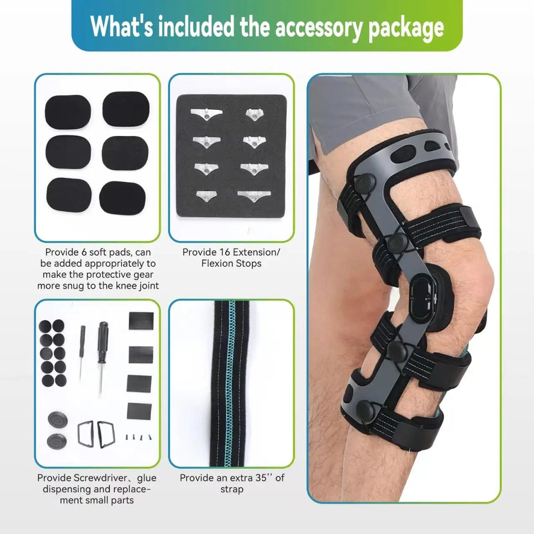 Premium Hinged ROM Knee Brace | Adjustable Post-Op Immobilizer for ACL, MCL, PCL Injury Support | Tool-Free Length Adjustment