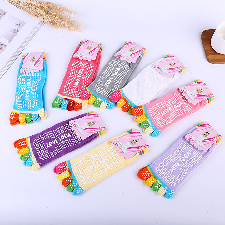 Premium Non-Slip Five-Toe Yoga Socks for Women – Colorful, Breathable, Cotton Dance & Sports Socks with Anti-Slip Grip