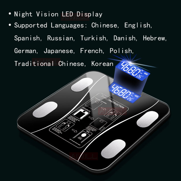 Premium LED Body Composition Scale – Accurate Digital Bathroom Scale with Body Fat Analysis, Bluetooth Connectivity, Health 