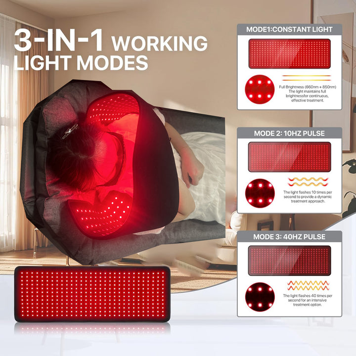 Premium Rot- und Infrarot-Therapie-Gürtel - Schmerzlinderung & schlankmachendes LED-Pad für Körper- und Muskelregeneration