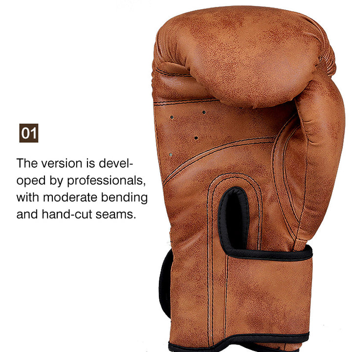 Premium Boxing Gloves for Men, Women & Kids – High Quality PU Leather, Retro Color Design for MMA, Muay Thai, Sanda, Boxing 