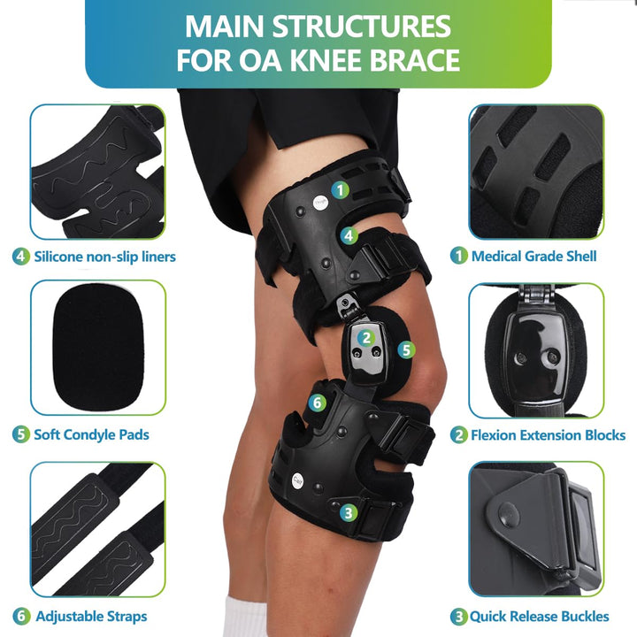Premium verstellbare Kniebandage für ACL-, Meniskus- und Bänderverletzungen | ROM-Scharnierorthopädische Unterstützung für Männer und Frauen | Optimale Stabilität und Komfort