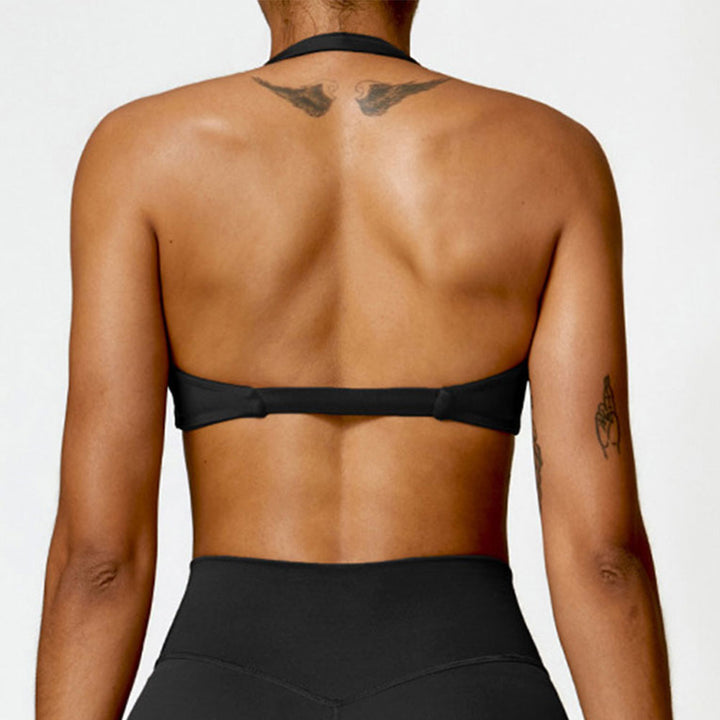 Premium High Support Sports Yoga Bra – Sexy Halter Straps, Push-Up Padded Bralette for Running, Gym & Fitness – Impact