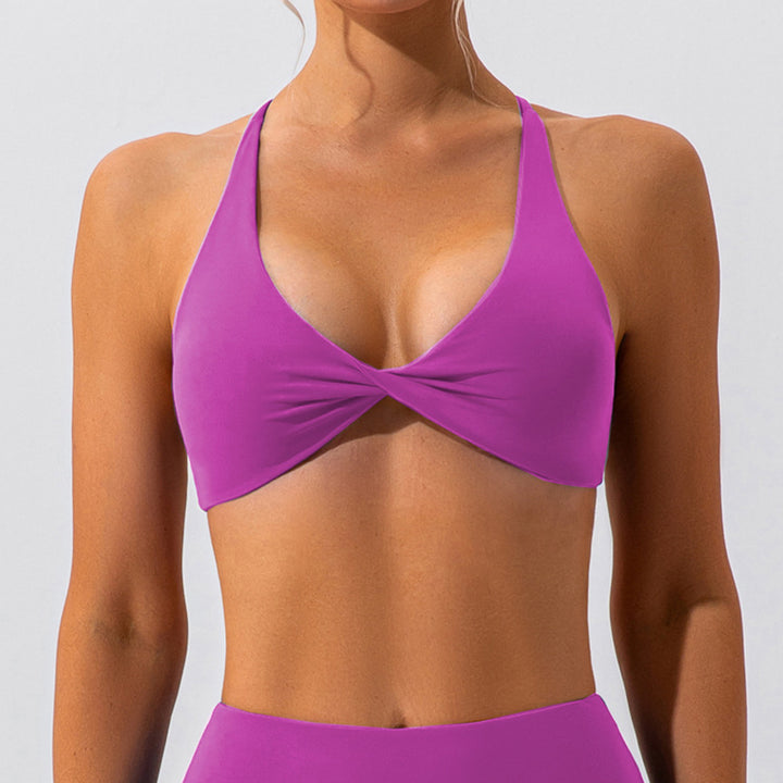 Premium High Support Sports Yoga Bra – Sexy Halter Straps, Push-Up Padded Bralette for Running, Gym & Fitness – Impact