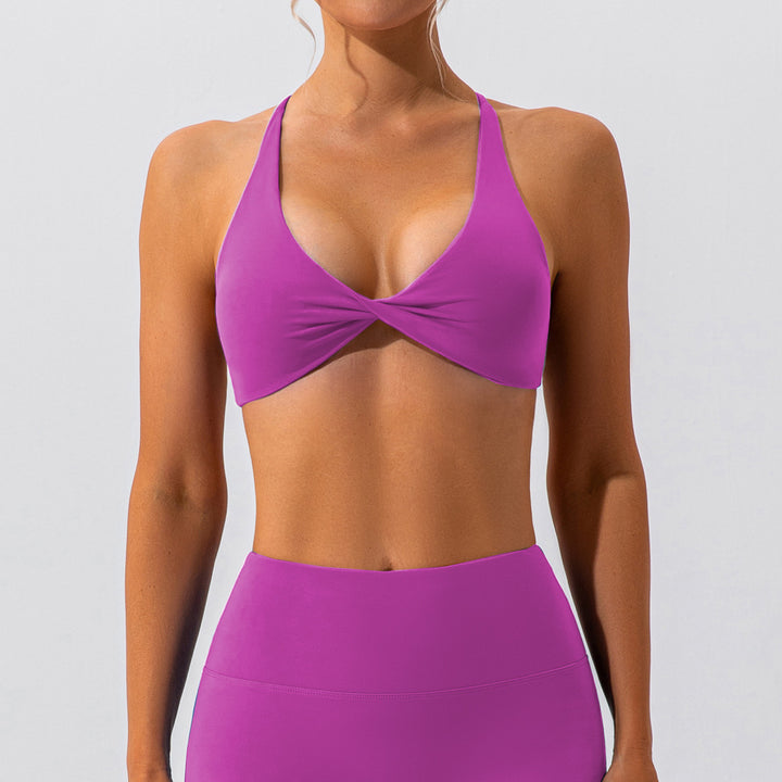 Premium High Support Sports Yoga Bra – Sexy Halter Straps, Push-Up Padded Bralette for Running, Gym & Fitness – Impact