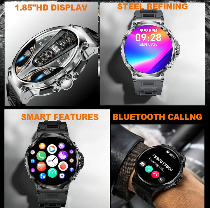 Premium 1,85-Zoll Ultra HD Smartwatch – GPS-Tracking, Bluetooth-Anrufe, 710mAh Akku, Fitness- und Gesundheitsmonitor, Aktivitätstracker, kompatibel mit iOS, Android