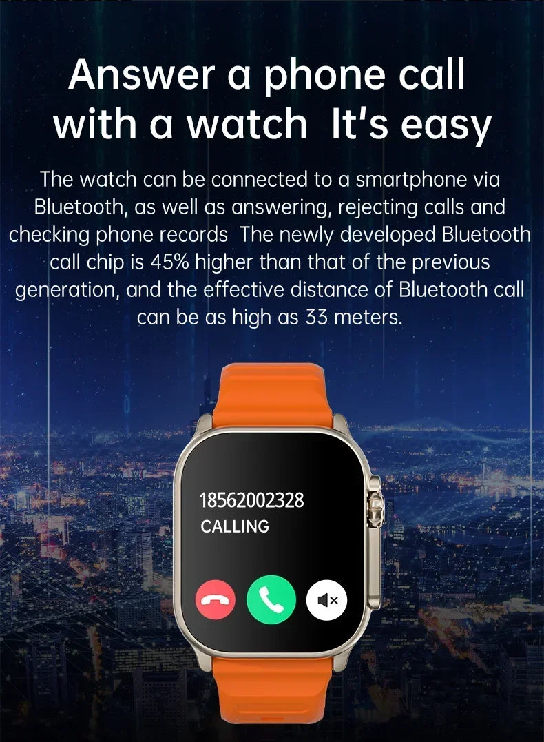 Luxus-Smartwatch für Männer und Frauen – 49 mm Bluetooth GPS-Tracker, NFC, Musiksteuerung, kabelloses Laden, hochwertige Fitnessuhr – Gesundheitsüberwachung