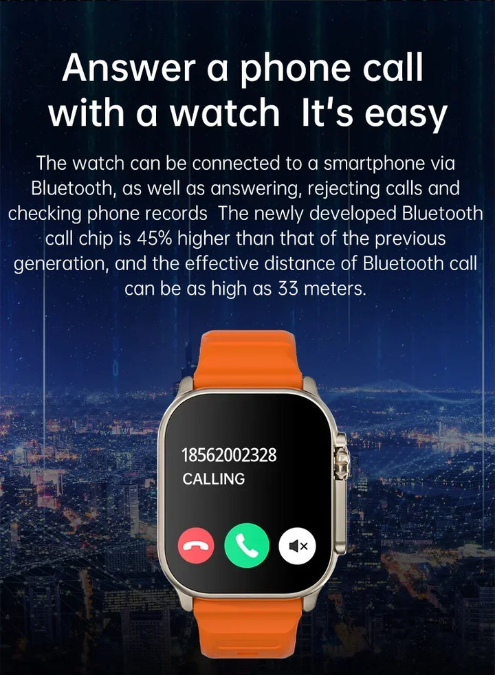 Luxus-Smartwatch für Männer und Frauen – 49 mm Bluetooth GPS-Tracker, NFC, Musiksteuerung, kabelloses Laden, hochwertige Fitnessuhr – Gesundheitsüberwachung