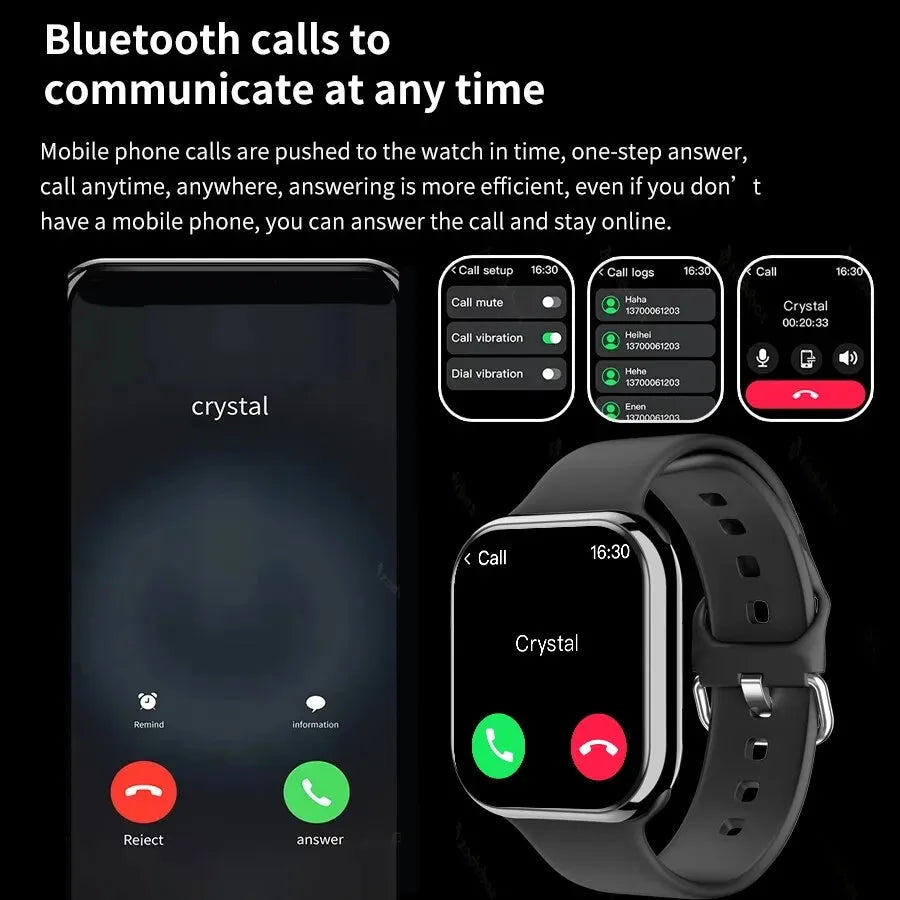 Premium GPS-Smartwatch für Männer und Frauen - Immer aktivem Display, Körpertemperaturüberwachung, Bluetooth-Anruf, NFC, kompatibel mit iOS und Android, hochauflösend