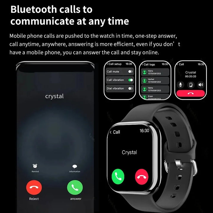 Premium GPS-Smartwatch für Männer und Frauen - Immer aktivem Display, Körpertemperaturüberwachung, Bluetooth-Anruf, NFC, kompatibel mit iOS und Android, hochauflösend