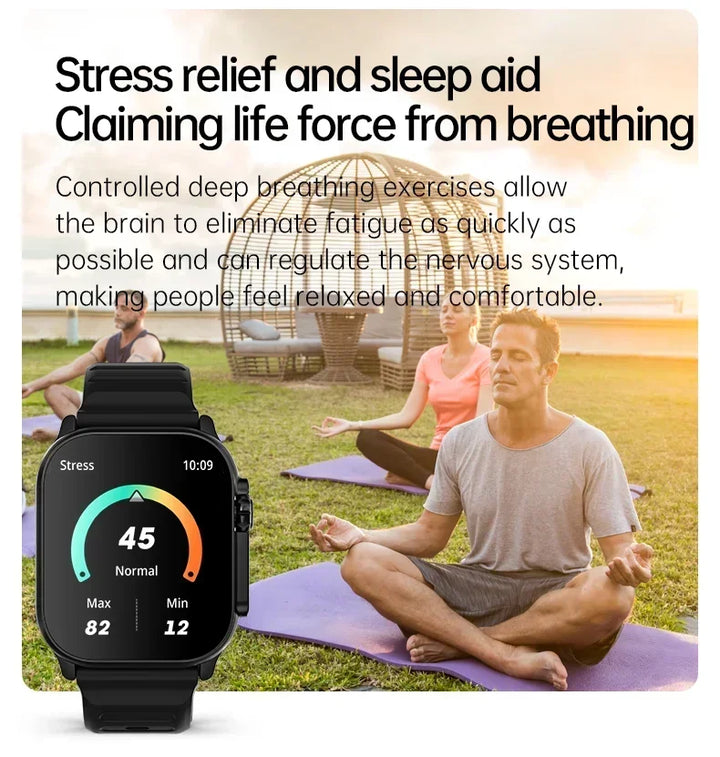 Luxus-Smartwatch für Männer und Frauen – 49 mm Bluetooth GPS-Tracker, NFC, Musiksteuerung, kabelloses Laden, hochwertige Fitnessuhr – Gesundheitsüberwachung