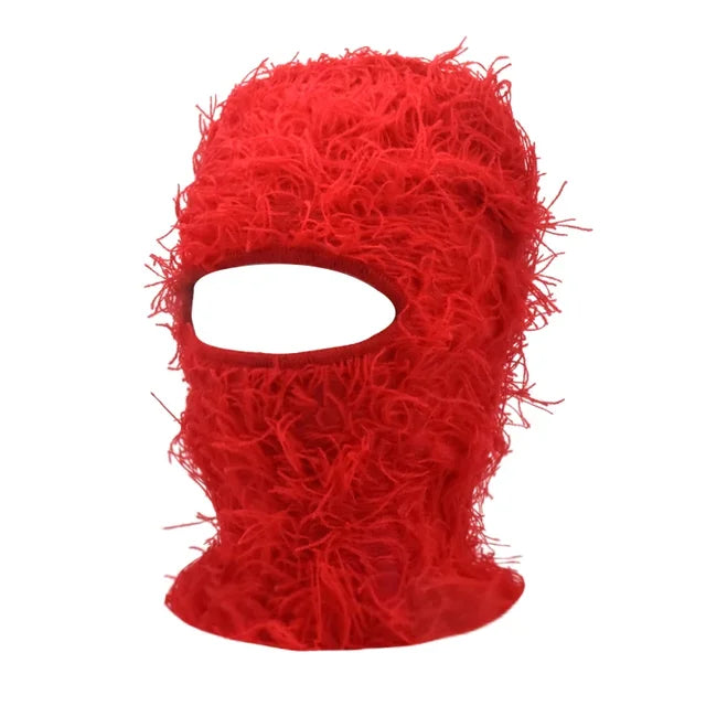 Premium Hip Hop Balaclava Beanie – Distressed Knit Ski Mask for Women, Camouflage Fuzzy Full Face Ski Hat, Outdoor Winter 