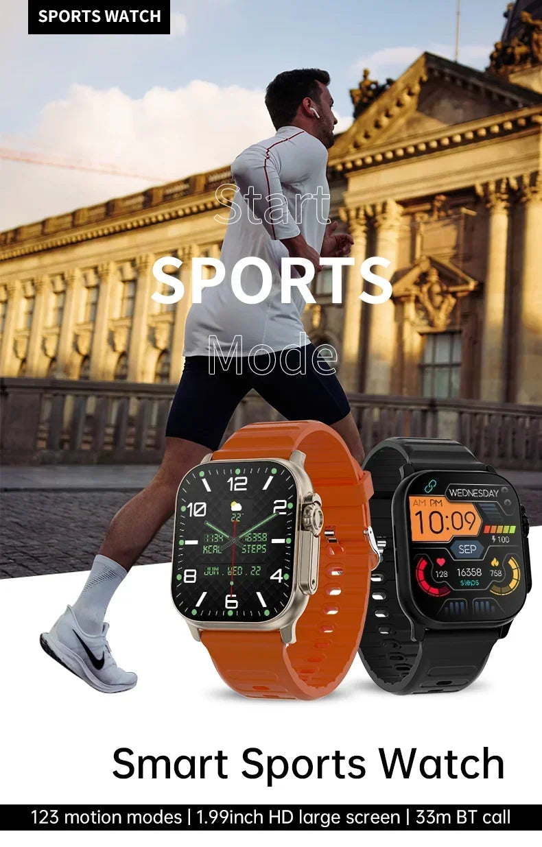 Luxus-Smartwatch für Männer und Frauen – 49 mm Bluetooth GPS-Tracker, NFC, Musiksteuerung, kabelloses Laden, hochwertige Fitnessuhr – Gesundheitsüberwachung
