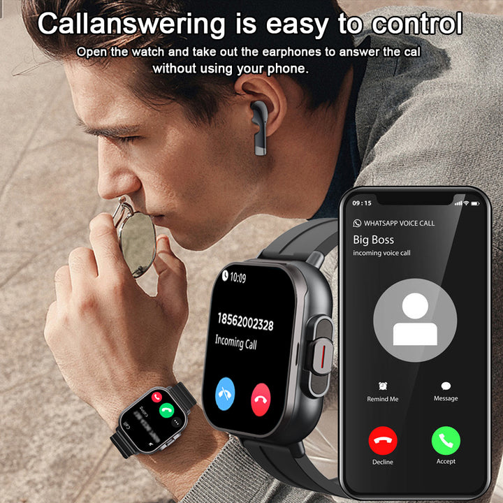 Premium 2024 Smartwatch with Earphones – Bluetooth Call, GPS Tracker, Heart Rate Monitor, Music Playback, Fitness Tracker, 