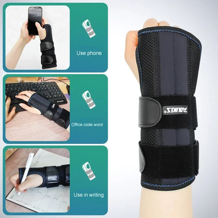 Premium Wrist Brace for Carpal Tunnel Relief – Adjustable Hand Support Splint with 3 Stabilizing Stays, Ideal Night Support, 