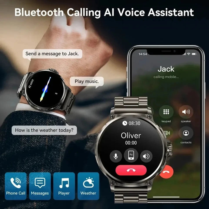 Premium 1,85-Zoll Ultra HD Smartwatch – GPS-Tracking, Bluetooth-Anrufe, 710mAh Akku, Fitness- und Gesundheitsmonitor, Aktivitätstracker, kompatibel mit iOS, Android