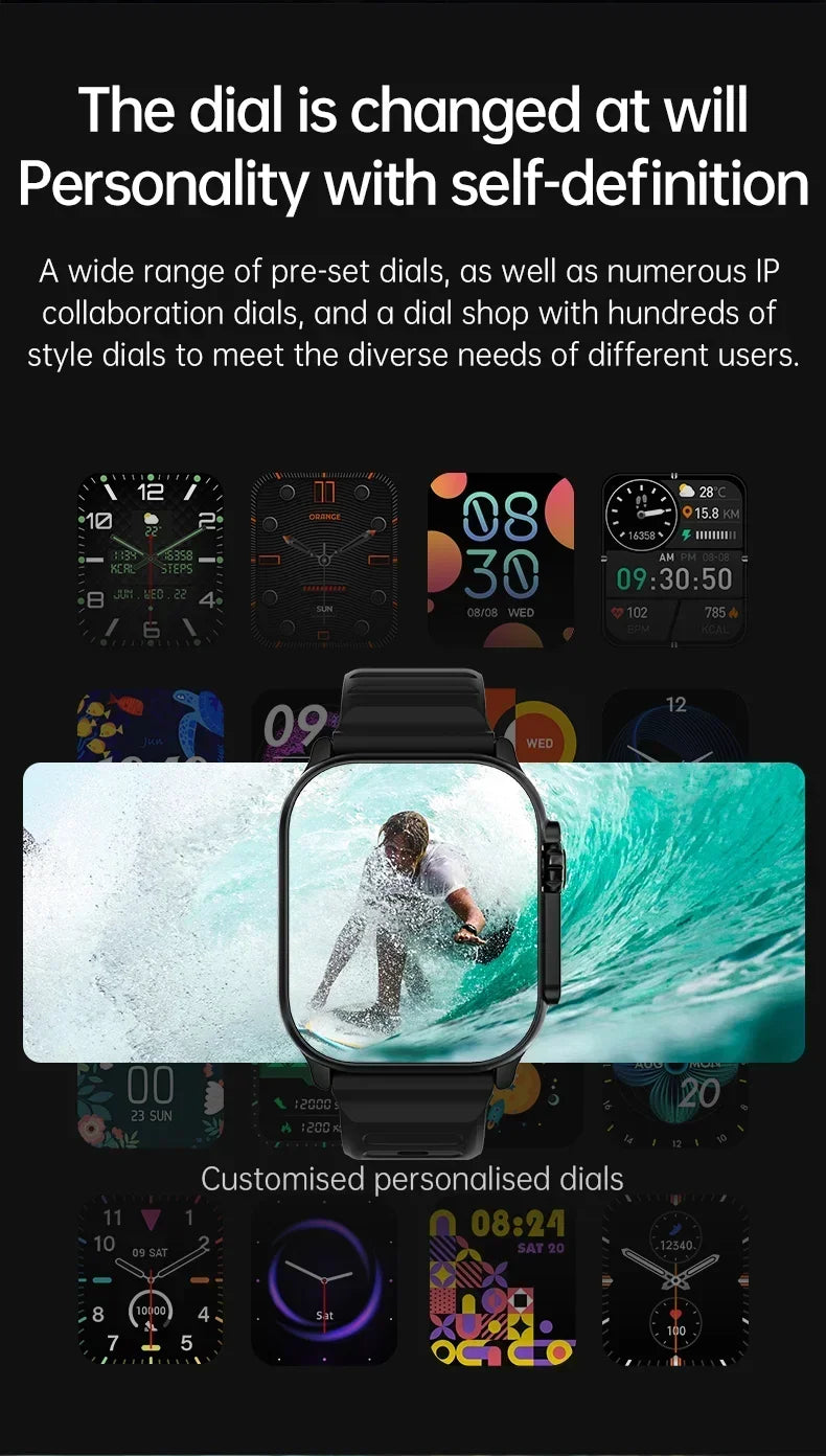 Luxus-Smartwatch für Männer und Frauen – 49 mm Bluetooth GPS-Tracker, NFC, Musiksteuerung, kabelloses Laden, hochwertige Fitnessuhr – Gesundheitsüberwachung