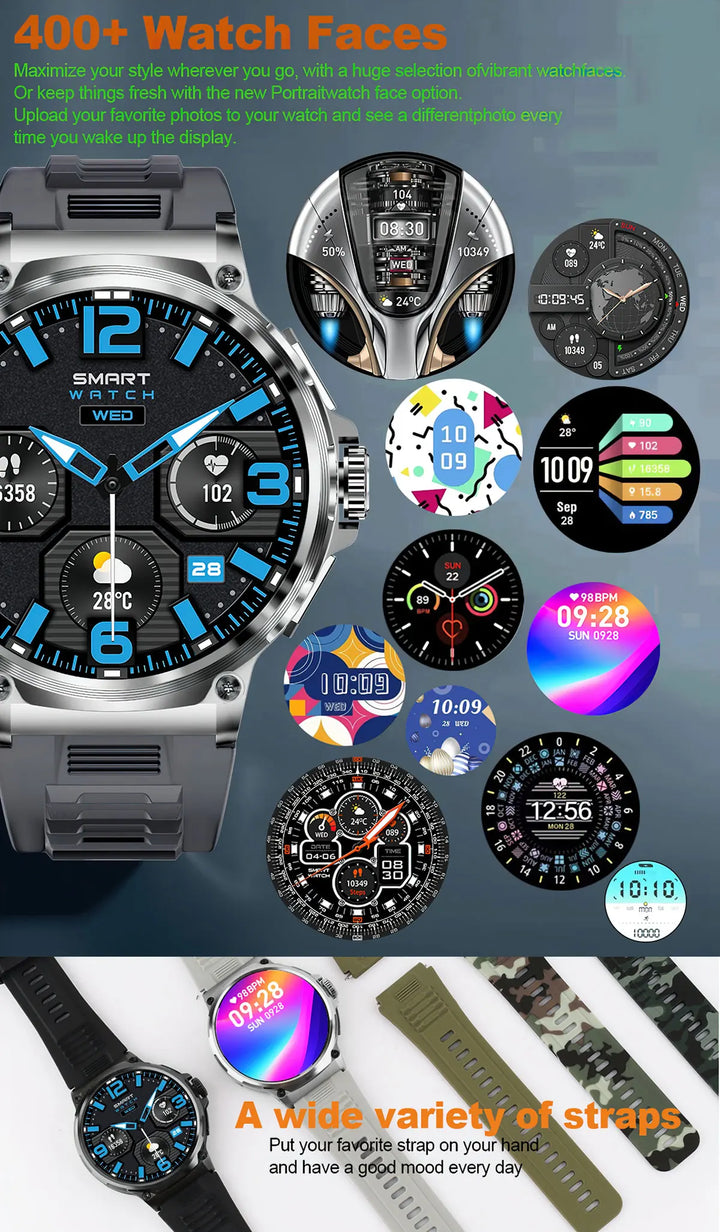 Premium 1,85-Zoll Ultra HD Smartwatch – GPS-Tracking, Bluetooth-Anrufe, 710mAh Akku, Fitness- und Gesundheitsmonitor, Aktivitätstracker, kompatibel mit iOS, Android