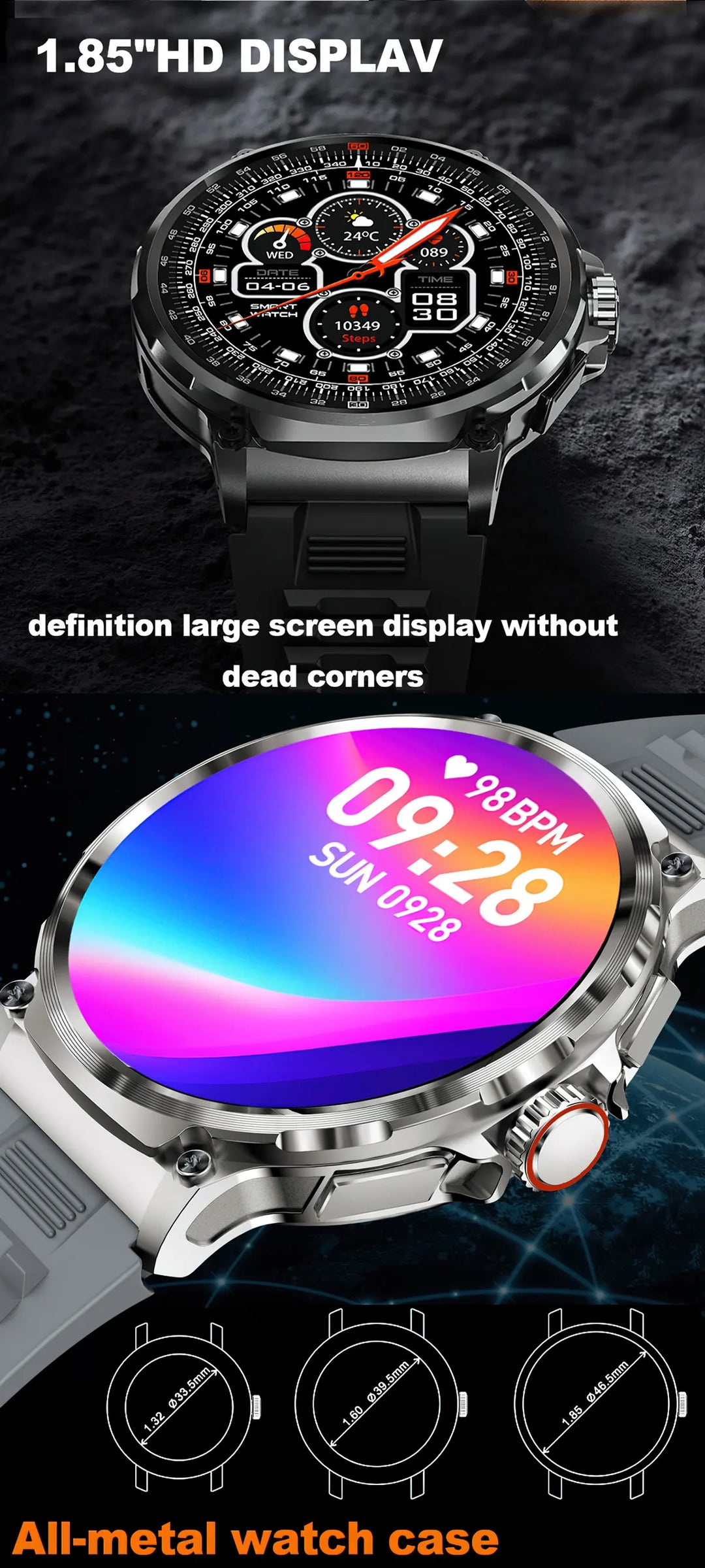 Premium 1,85-Zoll Ultra HD Smartwatch – GPS-Tracking, Bluetooth-Anrufe, 710mAh Akku, Fitness- und Gesundheitsmonitor, Aktivitätstracker, kompatibel mit iOS, Android