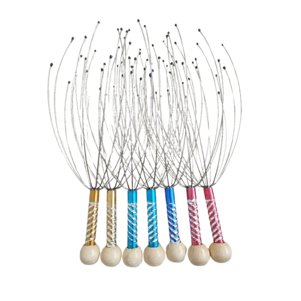 Premium Head Massager - Octopus Scalp Scratcher with Stainless Steel Tentacles for Deep Tissue Relaxation, Acupoint