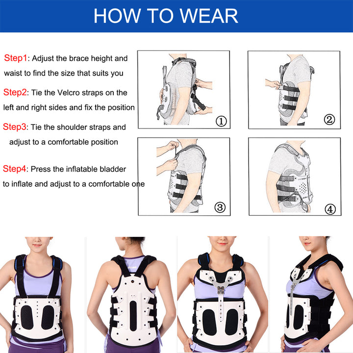 Premium TLSO Thoracic Full Back Brace for Kyphosis & Osteoporosis Relief, Adjustable Compression Support for Spinal Fractures